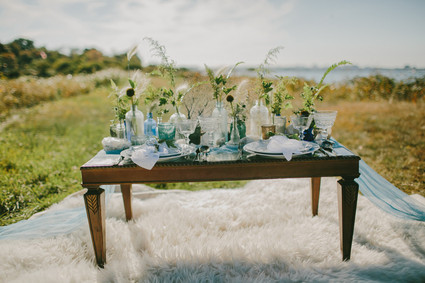 Golden Fall Coastal Wedding Tablescape