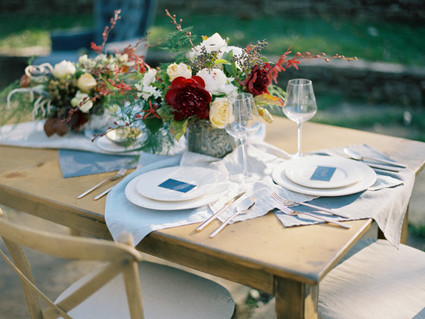 Nashville Botanical Garden white and light blue tablescape