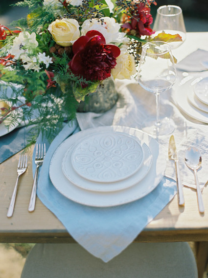 Nashville Botanical Garden wedding white place setting Inspiration