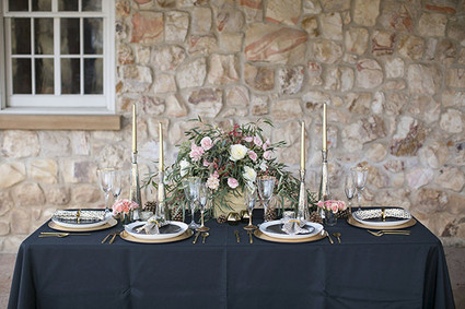 Black and Gold Wedding Tablescape