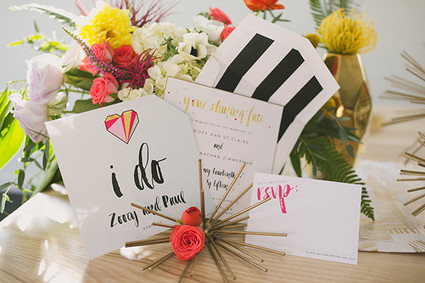 Modern Valentine's Day colorful wedding invitation