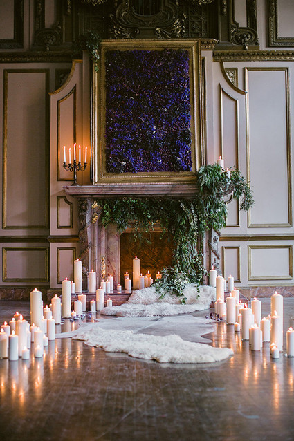 Romantic Luxe wedding altar with candle decor