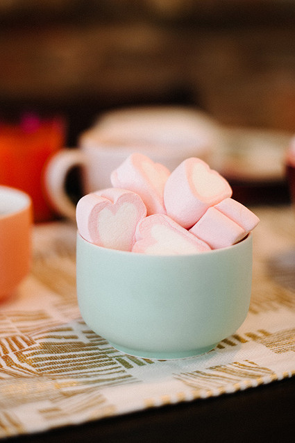 Pink heart shaped marshmellows