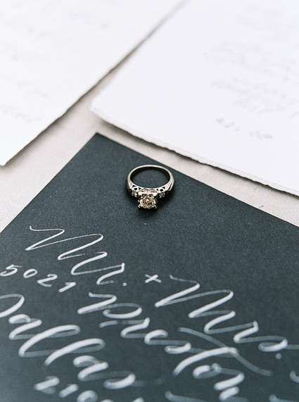 Calligraphed wedding invitations