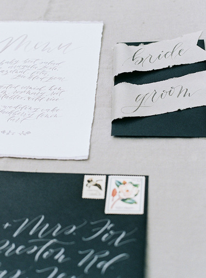 Calligraphed wedding invitations