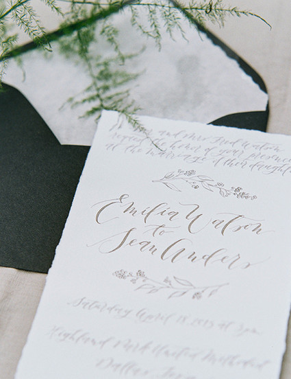 Calligraphed wedding invitations