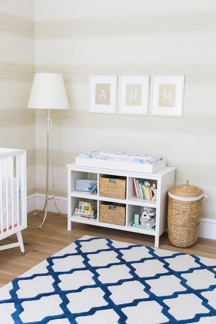 modern pink and blue nursery Inspiration