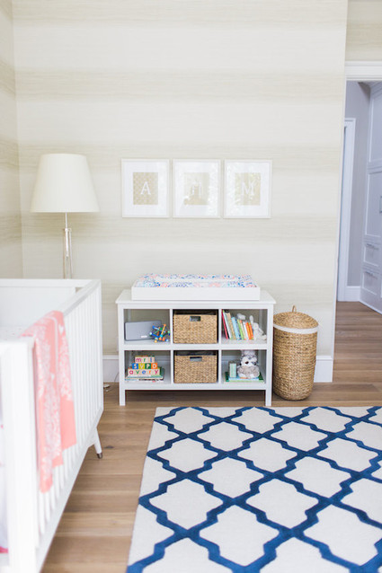 modern pink and blue nursery Inspiration
