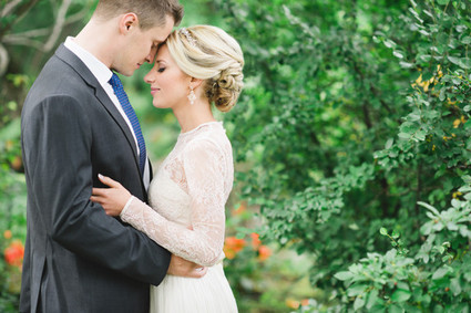Intimate garden wedding portrait