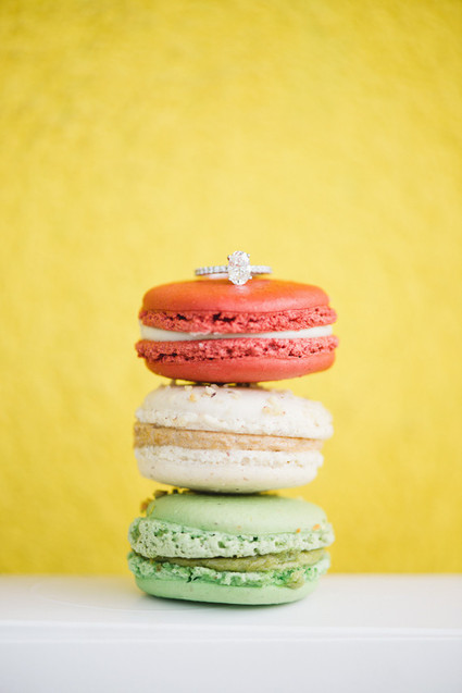 Ring placed on macarons