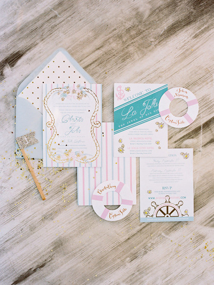 Nautical La Jolla wedding invitations