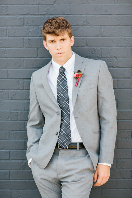 Groom in grey suit