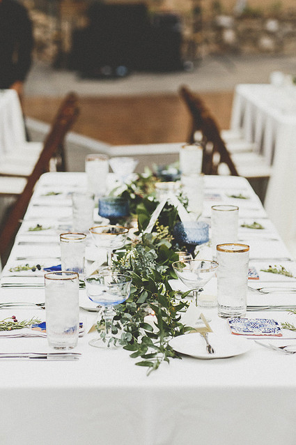 White, green and blue tablescape