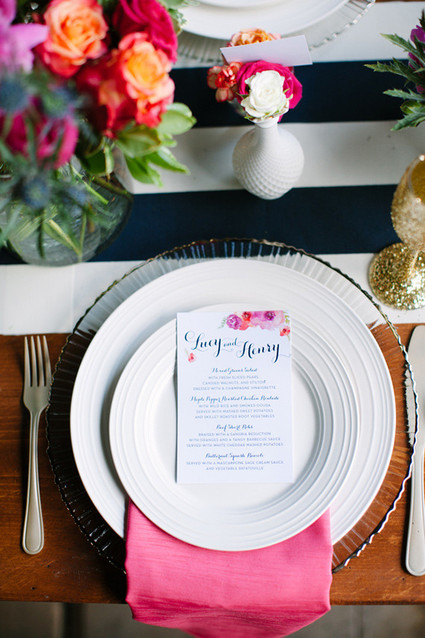 Floral Farm Wedding Pink Place Setting Inspiration
