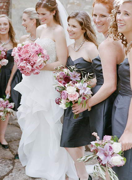 Dark grey bridesmaid dresses Inspiration
