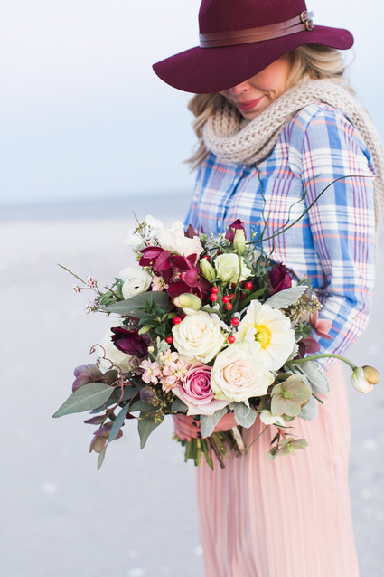 Burgundy and white bouquet