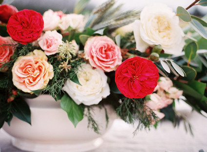 Red rose floral centerpiece