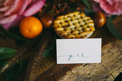 Blue calligraphy place card