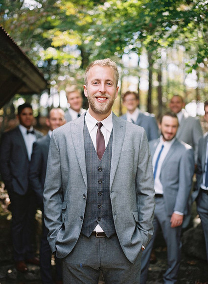 Groom in grey suit