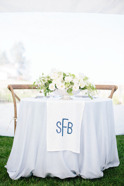 White and blue sweetheart table