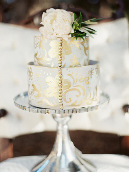 Gold and white cake