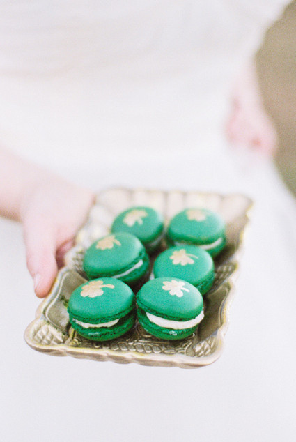 Green and gold macaroons