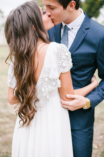 Rustic outdoor wedding portrait