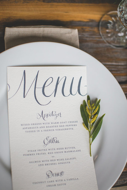 Vintage blue and white menu