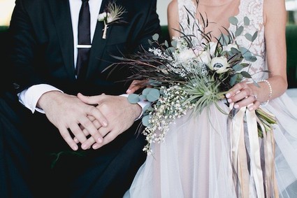 Ranunculus and euctalyptus bouquet