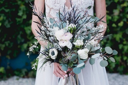 Ranunculus Anemone  and euctalyptus bouquet