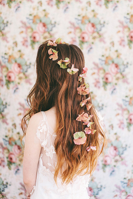 Long hair with florals