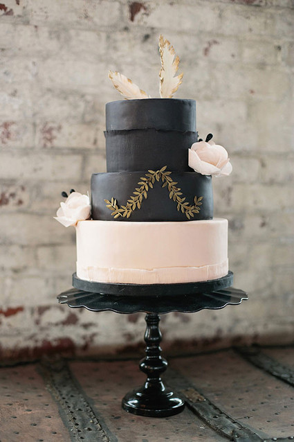 Industrial Wedding Black and Light Pink Cake