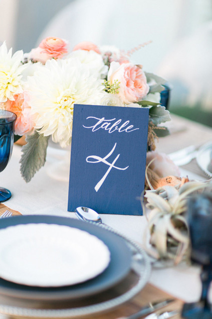 Modern Nautical Wedding Blue Table Number