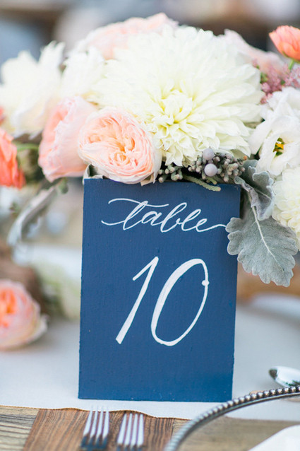 Modern Nautical Wedding Blue Table Numbers Inspiration