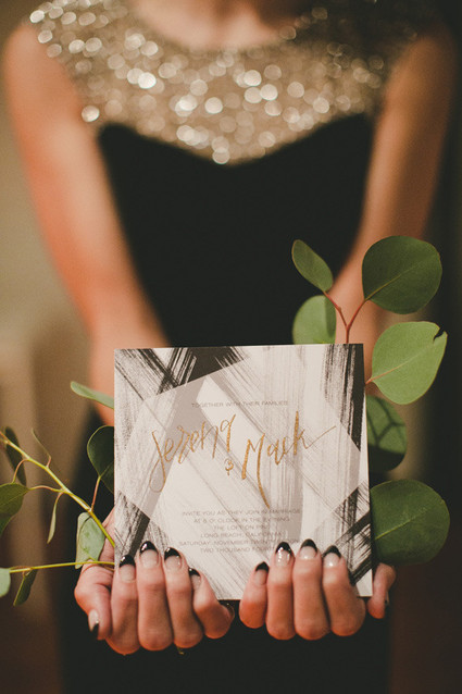 Rustic Black and White Wedding Invitation