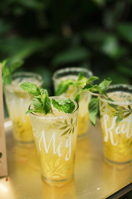 Yellow cocktails with calligraphy names