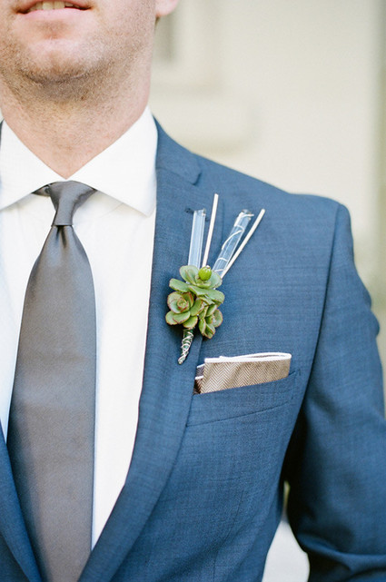 Modern Green and White Boutonierre