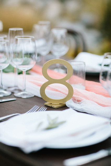 Intimate Desert Chic Palm Springs Wedding Gold Table Number Inspiration
