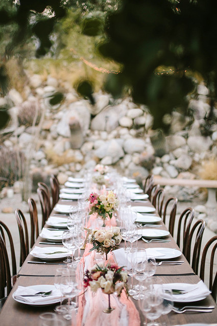 Intimate Desert Chic Palm Springs Wedding Tablescape Inspiration