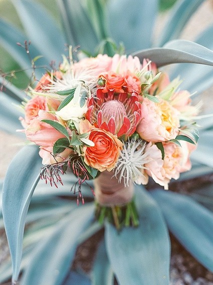 Peach and Coral Wedding Bouquets