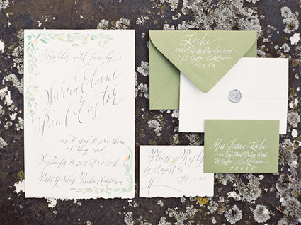 Green and White Rehearsal Dinner Invitation