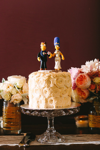 Los Angeles Wedding Cake with Simpson's Topper