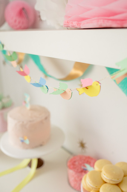 Girls 3rd birthday and bird garland