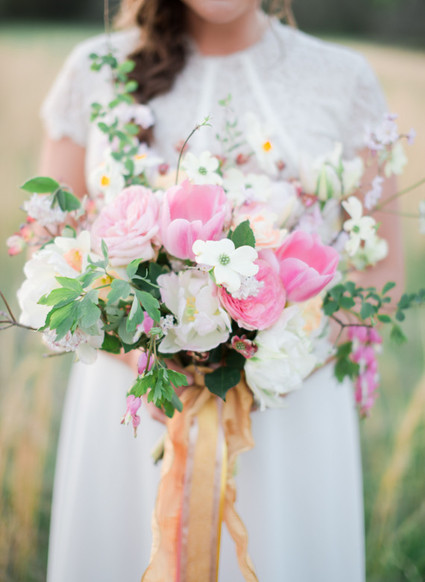 Pink tulip bridal bouquet