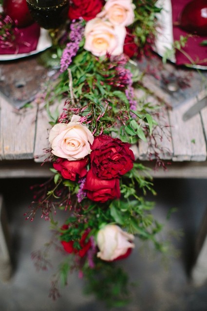 Floral garland table runner