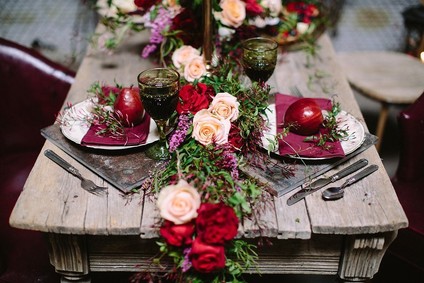 Floral garland table runner
