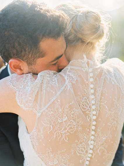Lace back wedding dress
