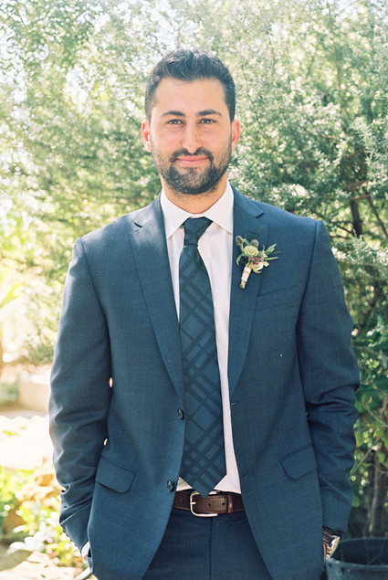 Grey blue grooms suit