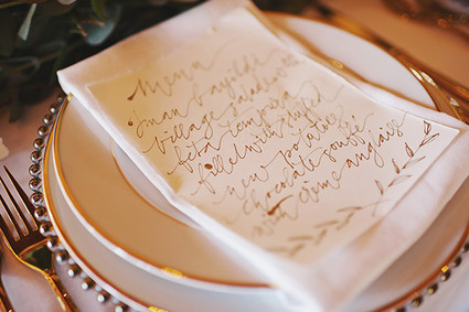 Gold calligraphy menu