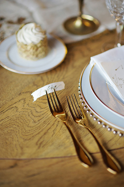 Gold and white tablescape